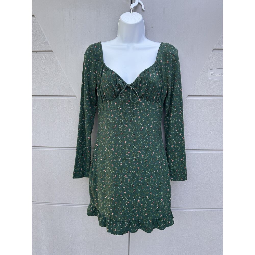 Reformation Green Floral Mini Dress